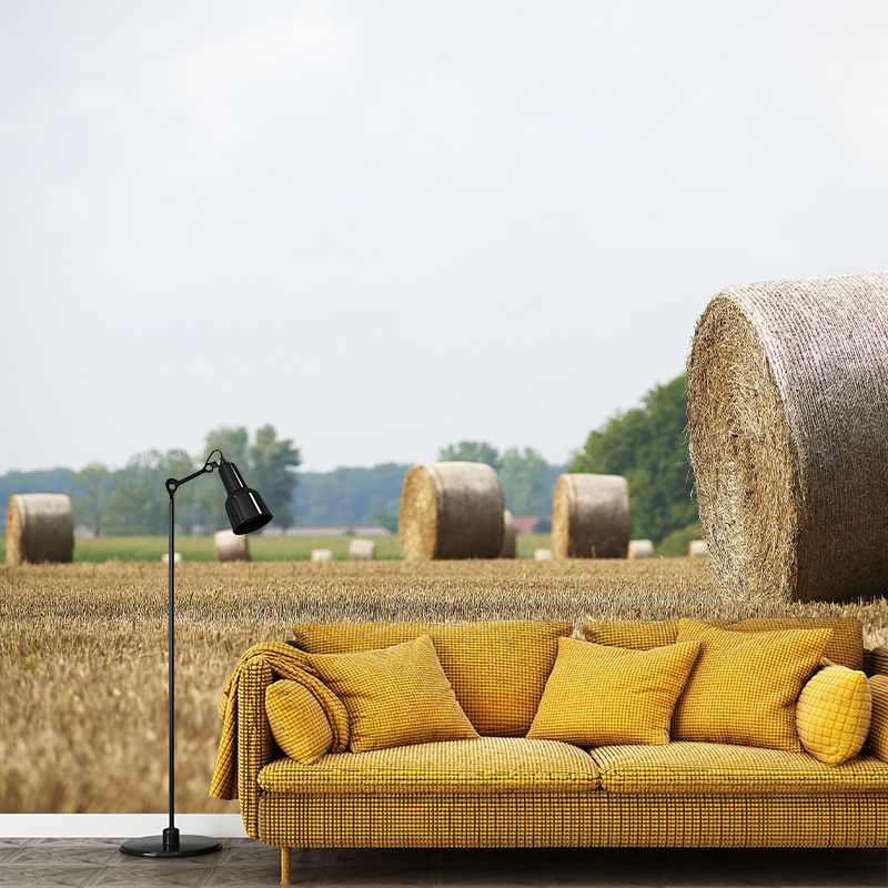 Straw Bales Mural Wallpaper Moisture Resistant Wall Decor for House Interior