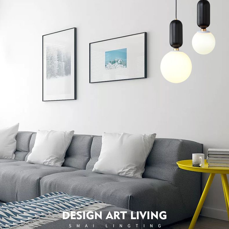 Nordische minimalistische Gla-Globus Hanging Lampe Single-Bulb Kreative Ausrufezeichen Anhänger Licht für Schlafzimmer