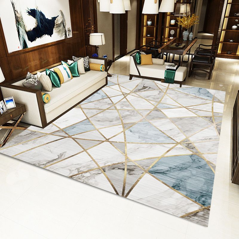 Multi Color Nordic Rug Polyster Geo Printed Area Rug Non-Slip Backing Pet Friendly Easy Care Rug for Parlor