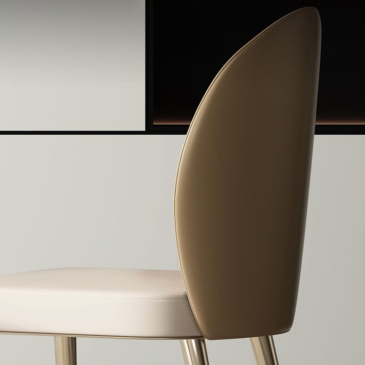 Glam Faux Leather Side Chair Indoor Upholstered Armless Dining Chair