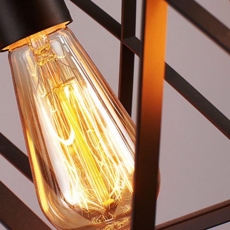 4 / 6 - Light Dark Black Kitchen Island Fixture Industrial Iron Rectangle Ceiling Pendant