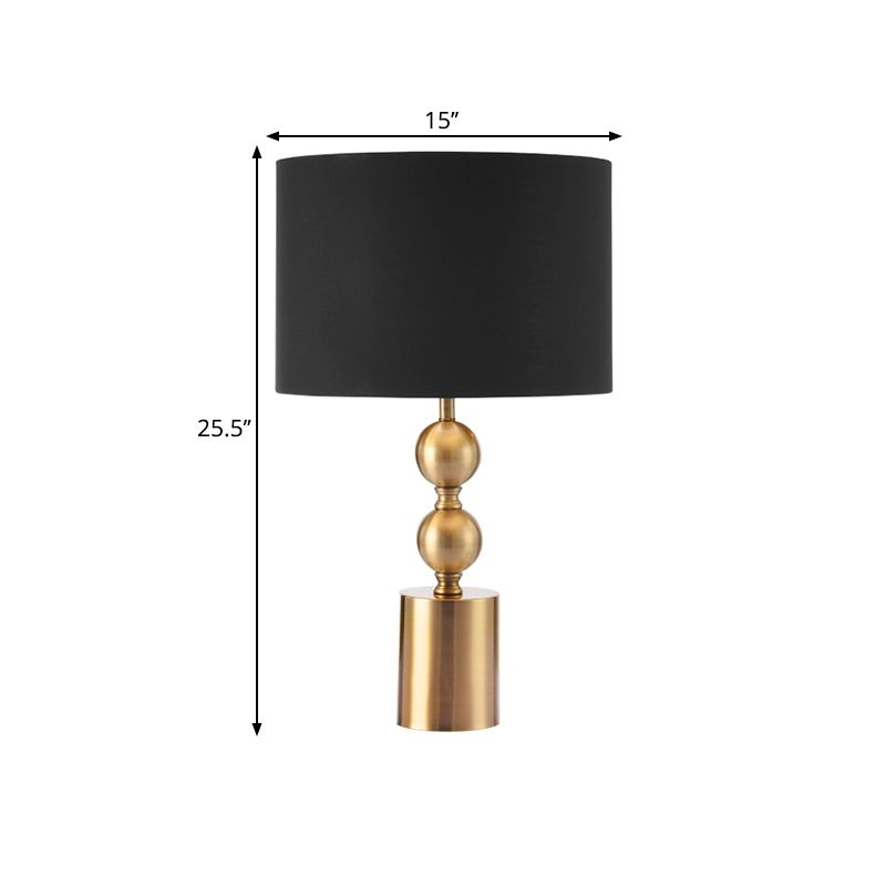 1 tête à part la lampe de nuit simplicité du bureau finition noire lumière avec une teinte en tissu de cylindre