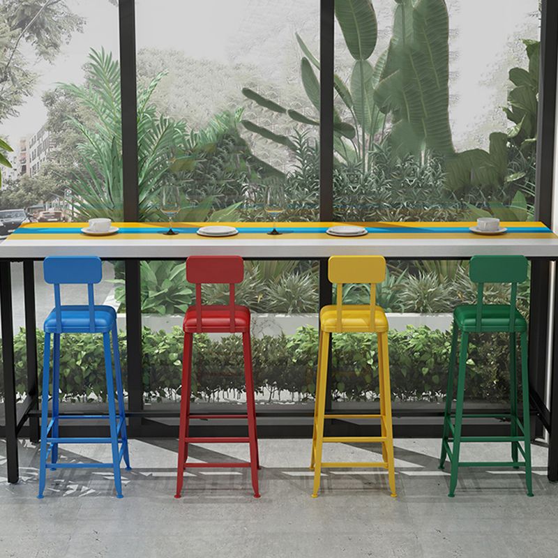 Modern 1/5/9 Pieces Bar Table Set Rectangle Wood Counter Table with High Stools for Cafe