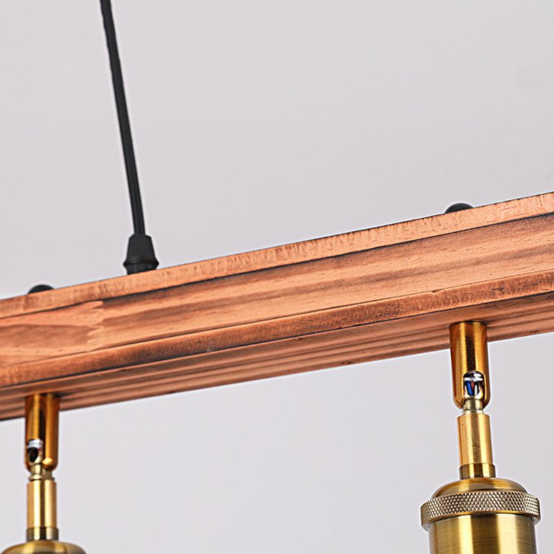 Industrial Ship Shape Island Lighting Wood Multiple-Light Island Pendant