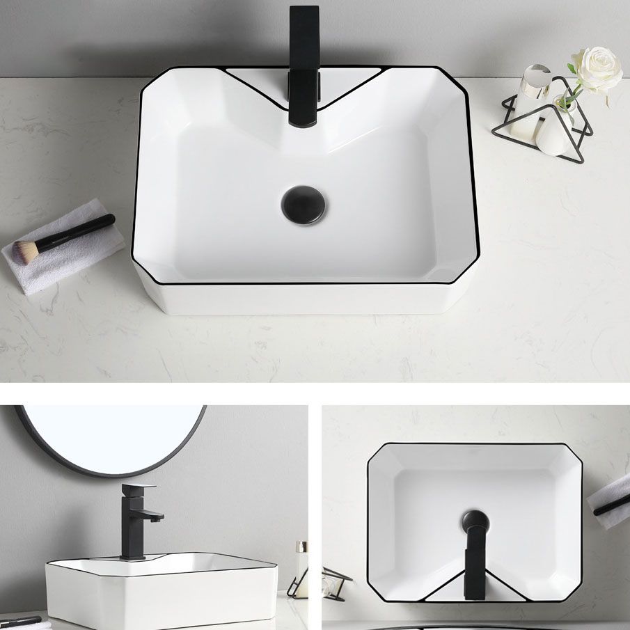 Contemporary Bathroom Sink with Pop-Up Drain Rectangular Vessel Bathroom Sink Only