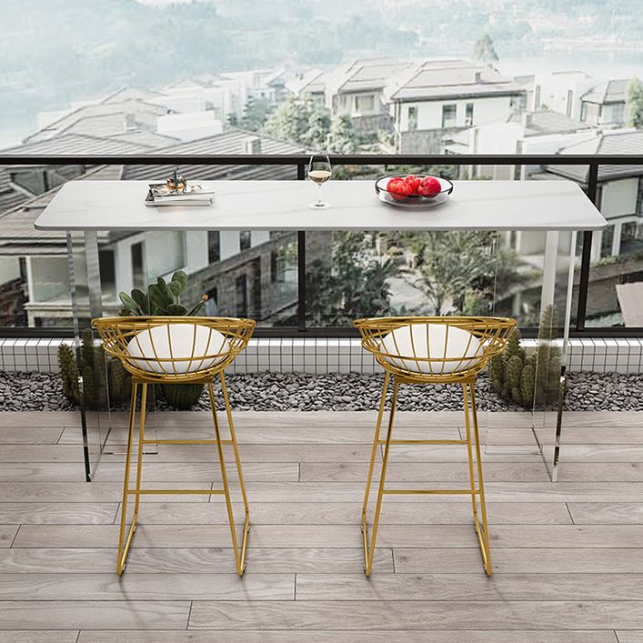 Rectangle Bar Table Set 1/2/3 Pcs Stone Bar Table and Metal Stools