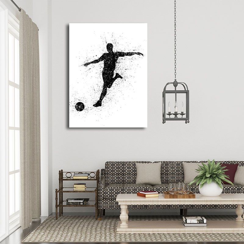 Sports Football Canvas Print Simplicity Textured Wall Art Decor in Black on White