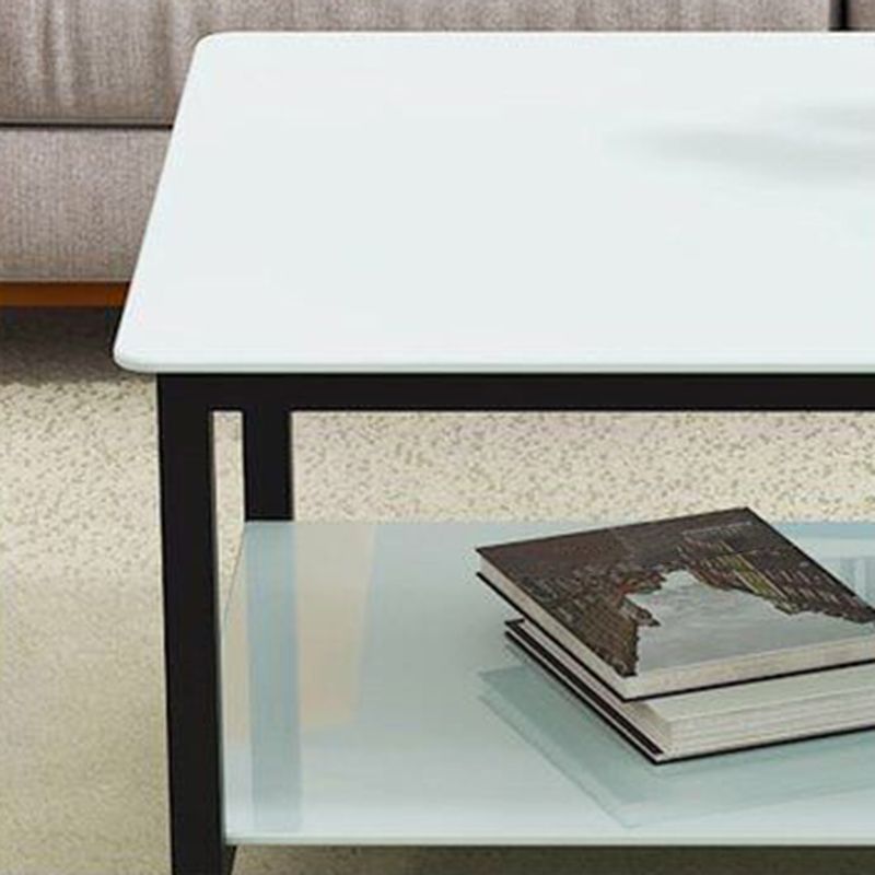 Contemporary Glass Rectangular Coffee Table with Storage and 4 Legs