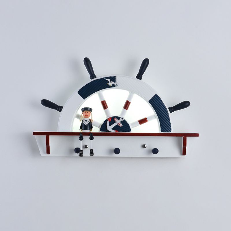 Plastic Round Shade LED Wall Lamp Cartoon Blue Wall Light Fixture for Kindergarten