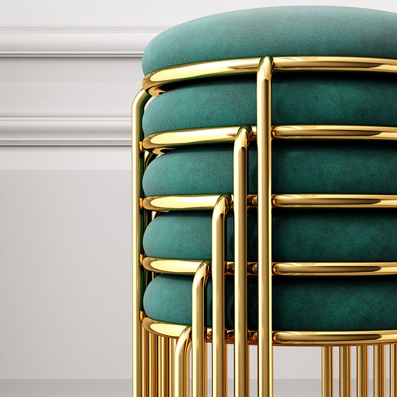 Velvet Scratch Resistant Ottoman Pure Color Round Glam Standard Round Ottoman