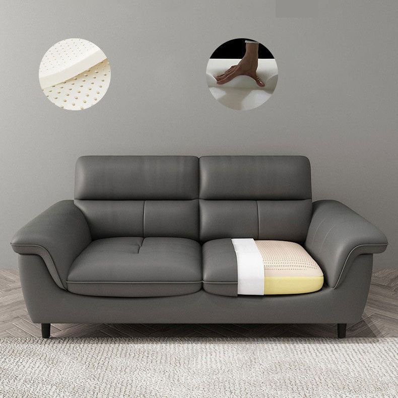Modern 34.64" H Genuine Leather Pillow Top Arm Sofa for Living Room