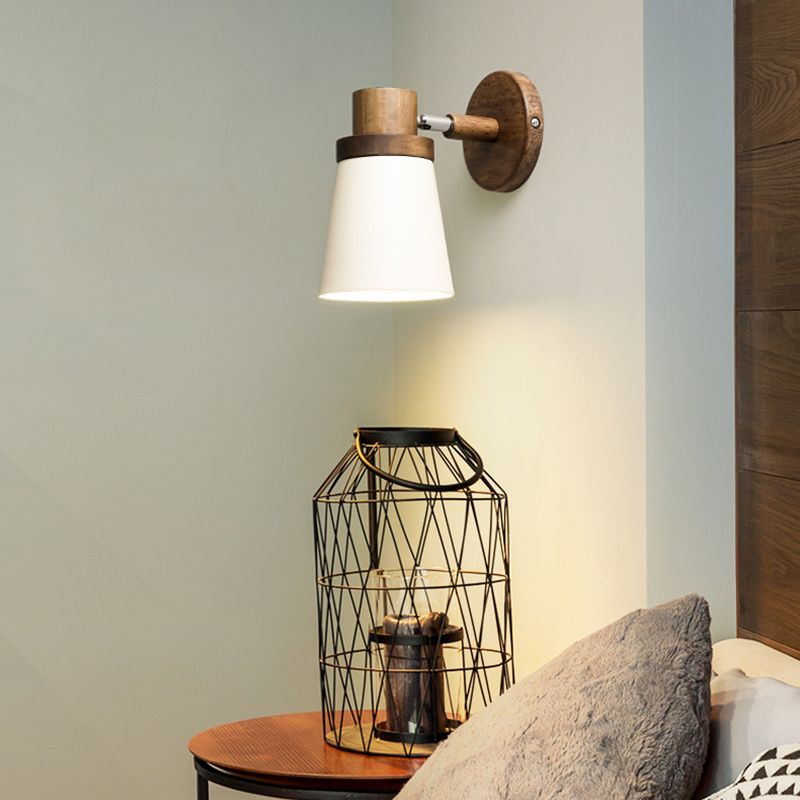 Nordic Style Glass Wall Light Geometrische 1 leichte Wandleuchten mit Holz für Schlafzimmer