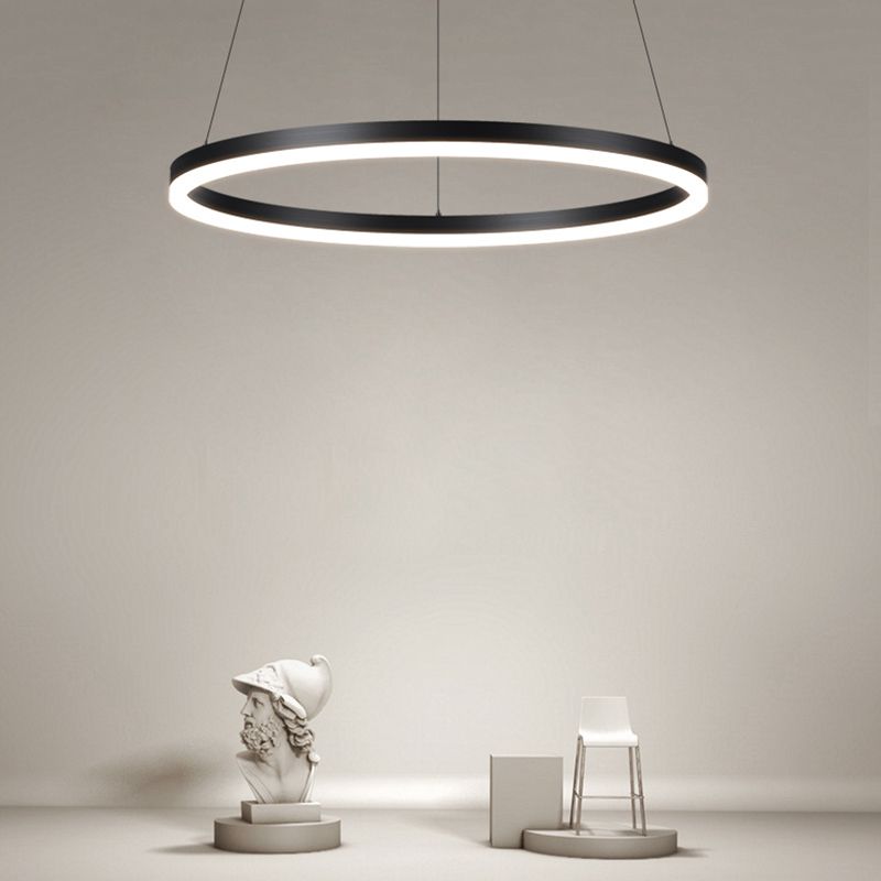 Dining Room One Head Pendant Light Black Metal LED Simple Ceiling Pendant Lamp
