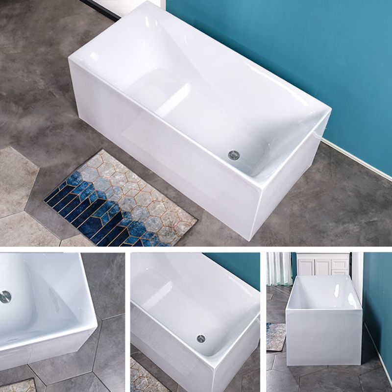 Modern Acrylic Freestanding Back to Wall Bathtub Soaking Rectangular Bath Tub