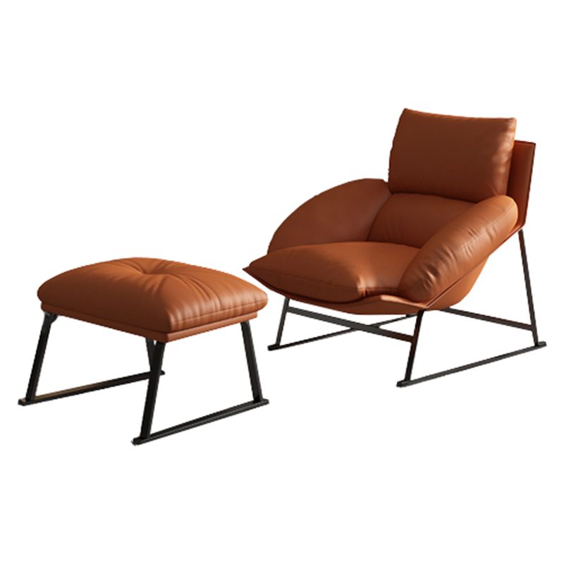 Genuine Leather Accent Chair Arms Included Accent Room Chair with Ottoman, 39.37" Wide