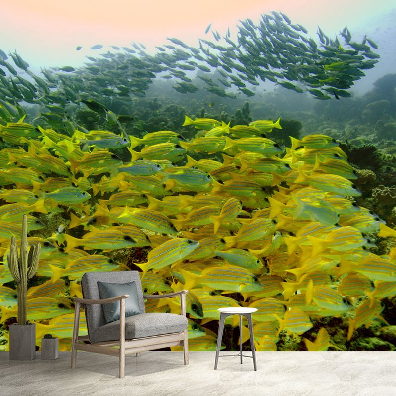 Tropical Beach Style Seabed Mural Mildew Resistant Wallpaper for Sleeping Room