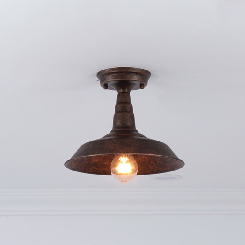 1 Luz de semi flush de metal ligero Luz de lámpara industrial de granero industrial Semi Flush Light
