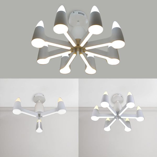 Kit de lámpara colgante cónica blanca Nordic 3/6/8 Luces de lámpara de metal Luz colgante para sala de estar