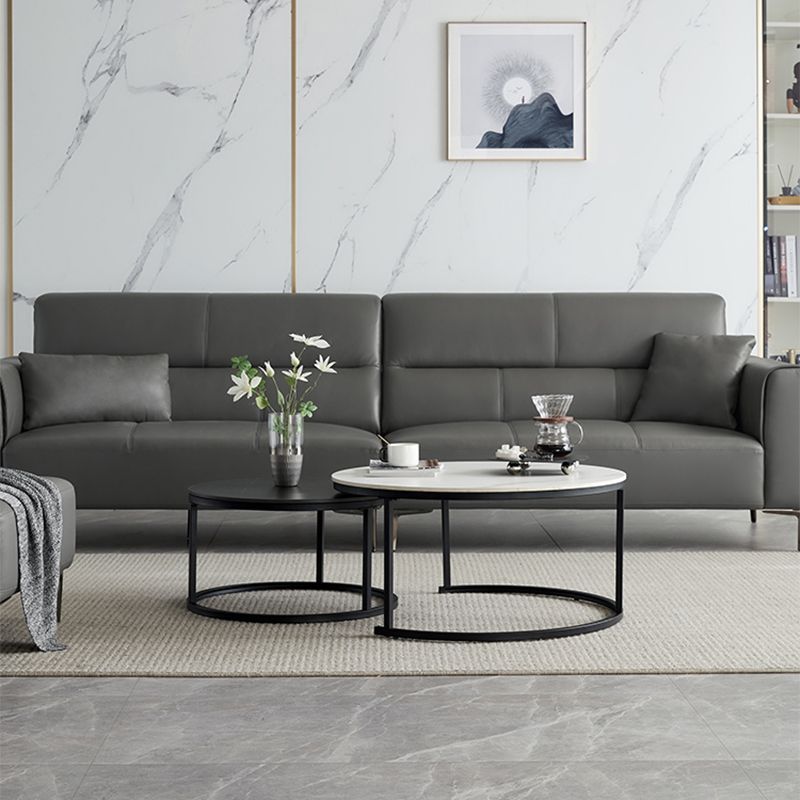 Minimalism Frame Cocktail Table Slate Top Coffee or End Table with Storage Drawers
