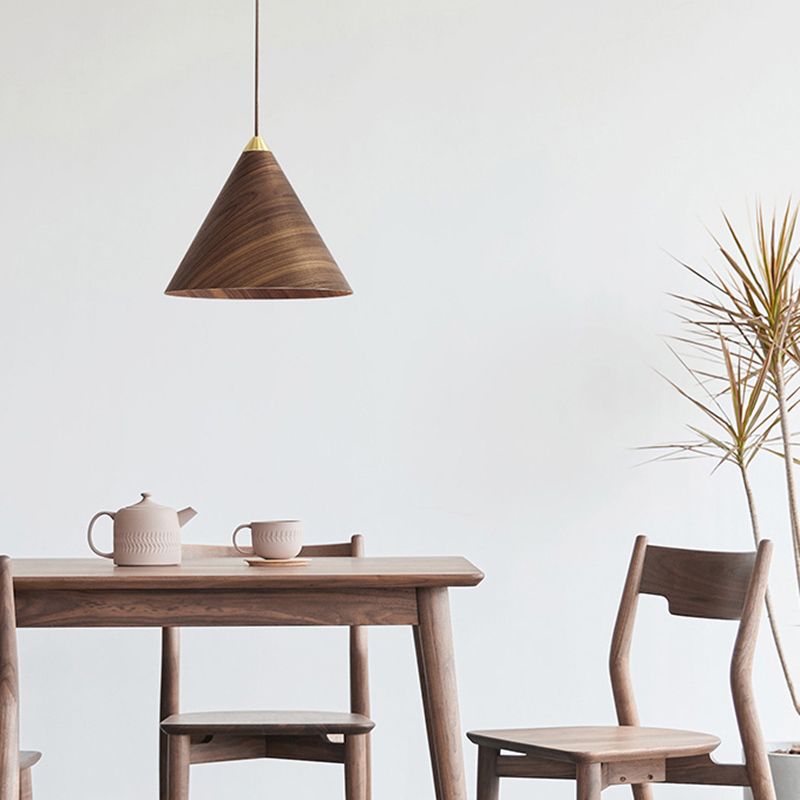Kegel hanglamp Modern 1-licht suspensielamp met houten schaduw voor restaurant