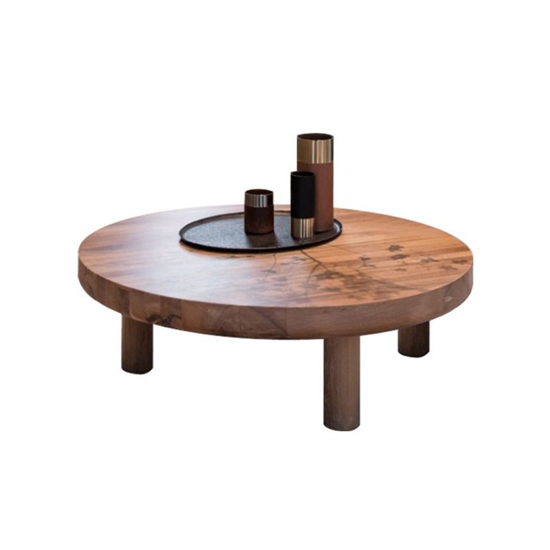 Brone Solid Wood Coffee Table Round Coffee Table for Living Room