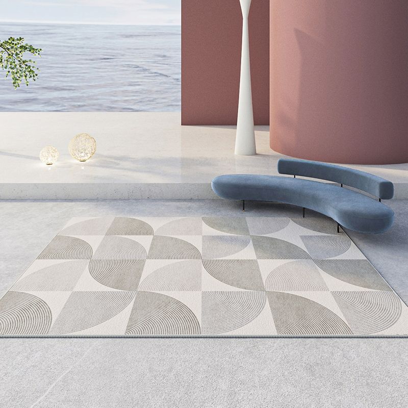 Contemporary Geometry Printed Rug Polyester Indoor Carpet Non-Slip Backing Carpet for Living Room
