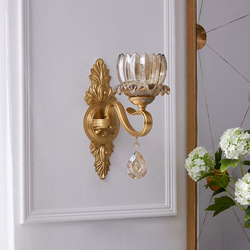 Modern Wall Sconce Household Wall Fixture with Crystal Shade for Bedroom Sitting Room