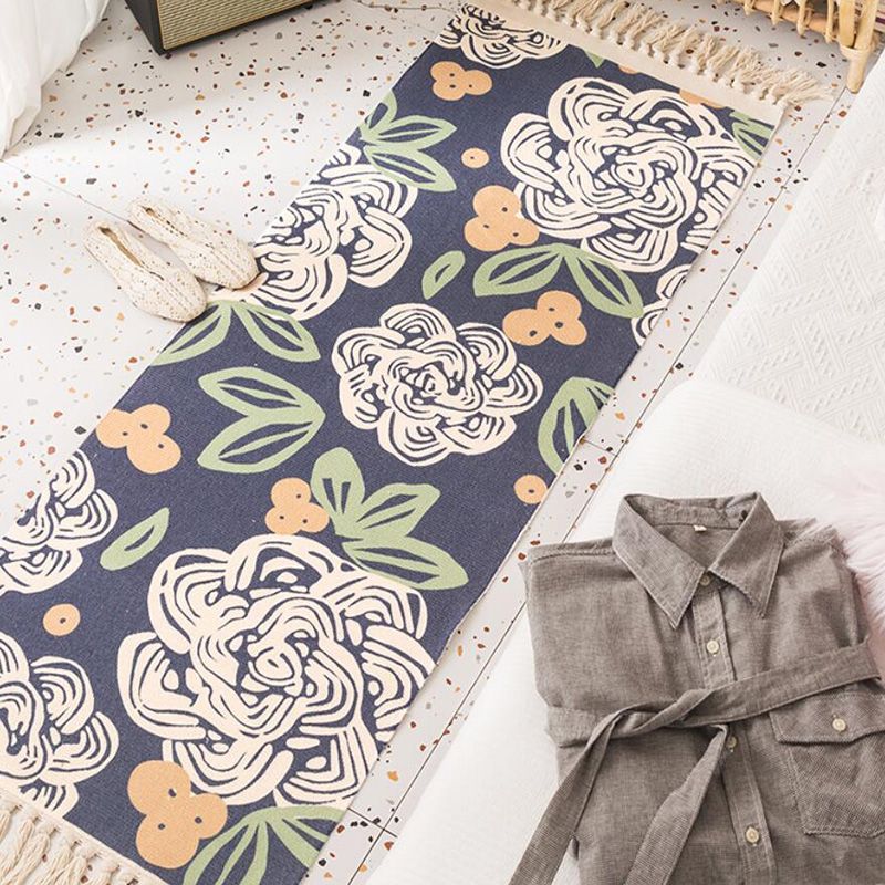Vintage-Boho-Teppich mit mehrfarbigem Geo-Muster, maschinenwaschbarer, schmutzabweisender Teppich mit Fransen für den Raum