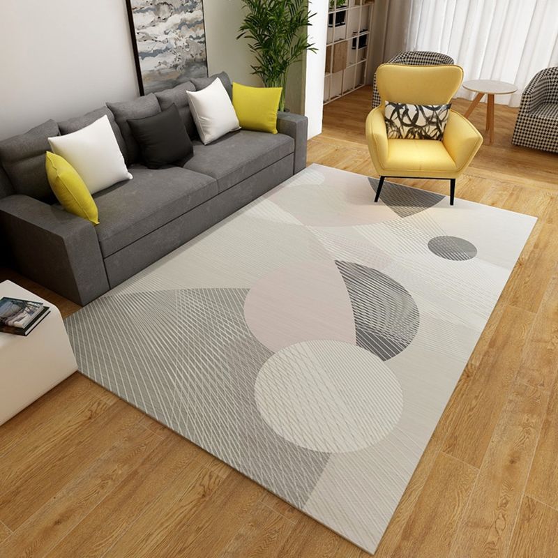 Modern Carpet Patchwork Trendy Polyster Area Rug Anti-Slip Backing Washable Rug for Living Room