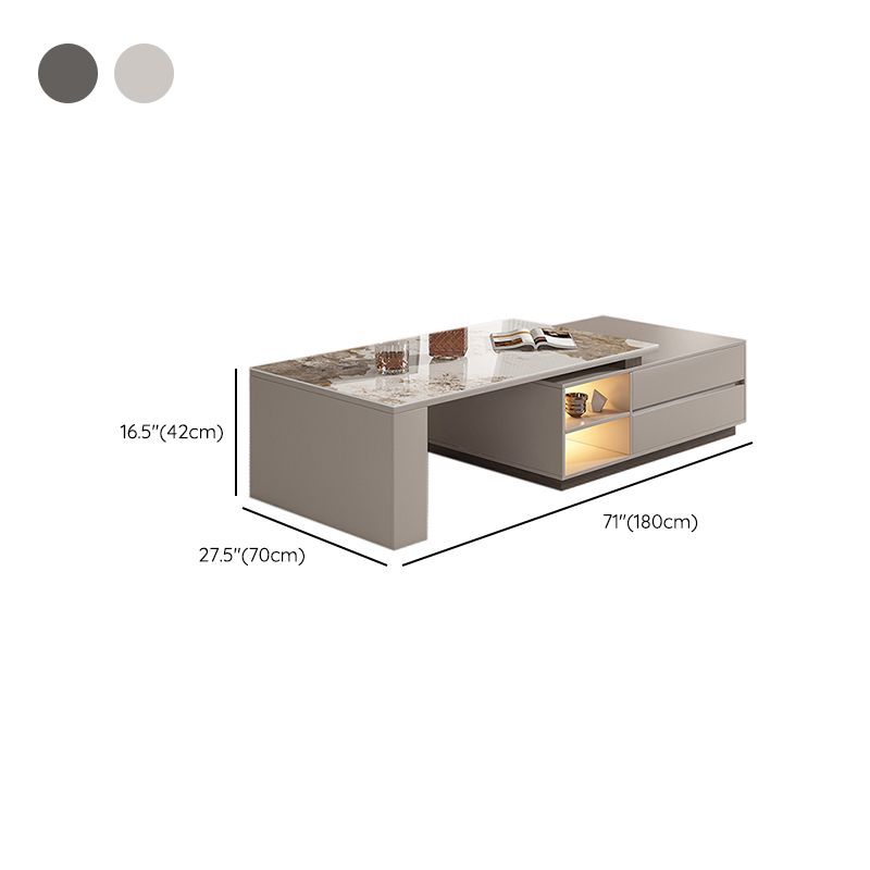 Rectangle Cocktail Table Stone Glam 1 Coffee Table with Storage