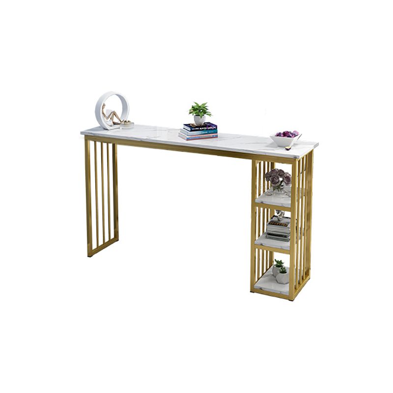 Rectangle Bar Table Contemporary Bar Dining Table with Sled Base in Gold