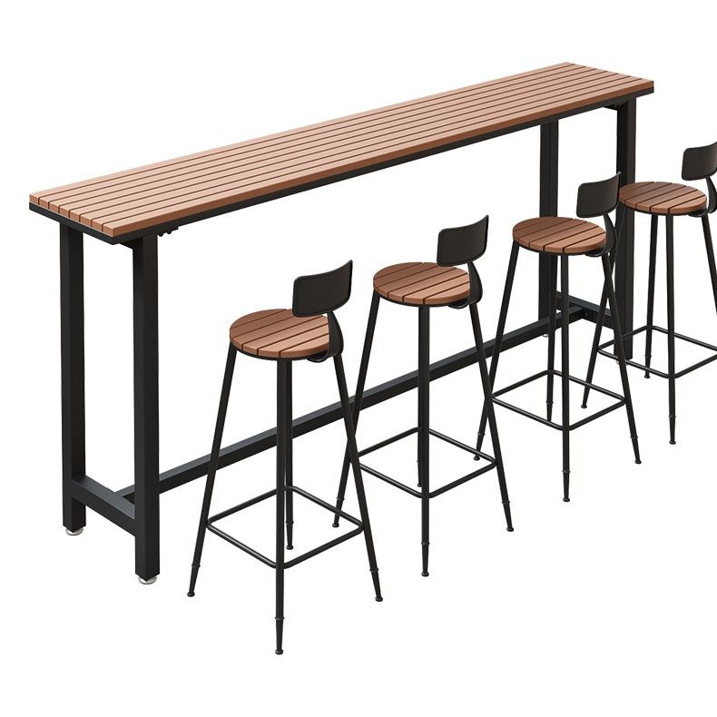 Industrial Wood Bar Table Set 1/2/5 Pieces Fixed Counter Set for Home Use