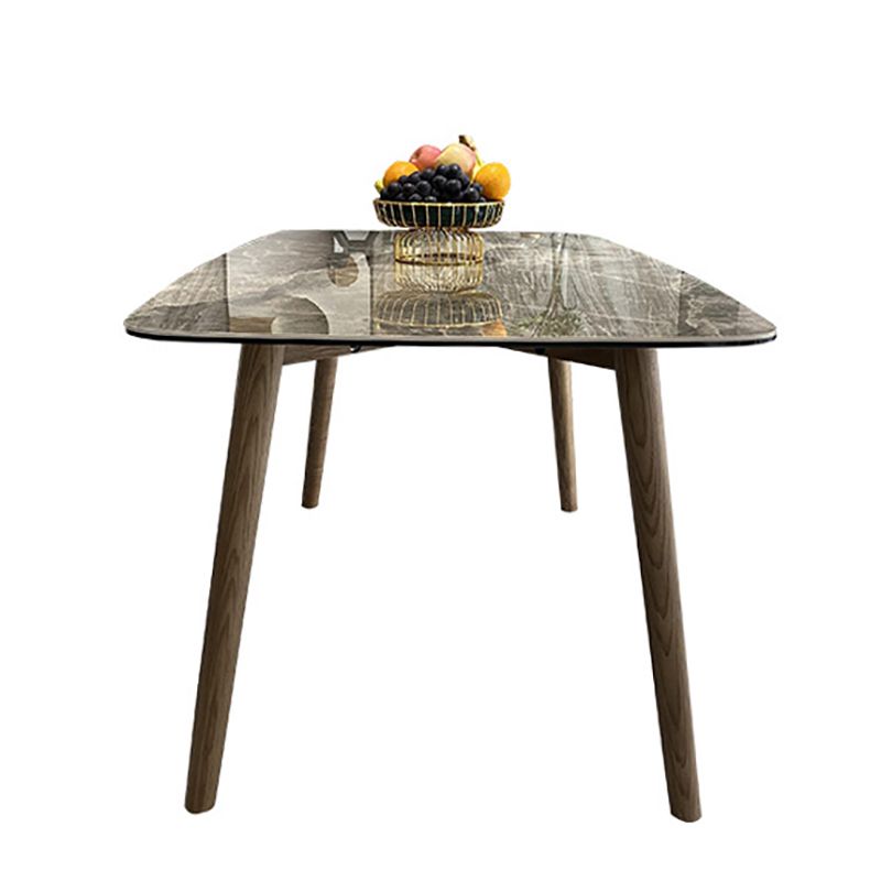 Modern Rectangle Stone Table Standard Height Table Dining Table with 4 Legs
