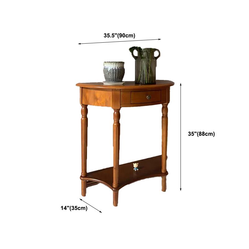 Storage Solid Wood Console Table Half Moon Mid-Century Modern Console