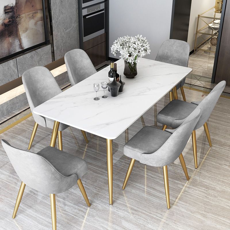 Traditional Luxury Rectangle Dining Table Stone Dinner Table with 4 Legs