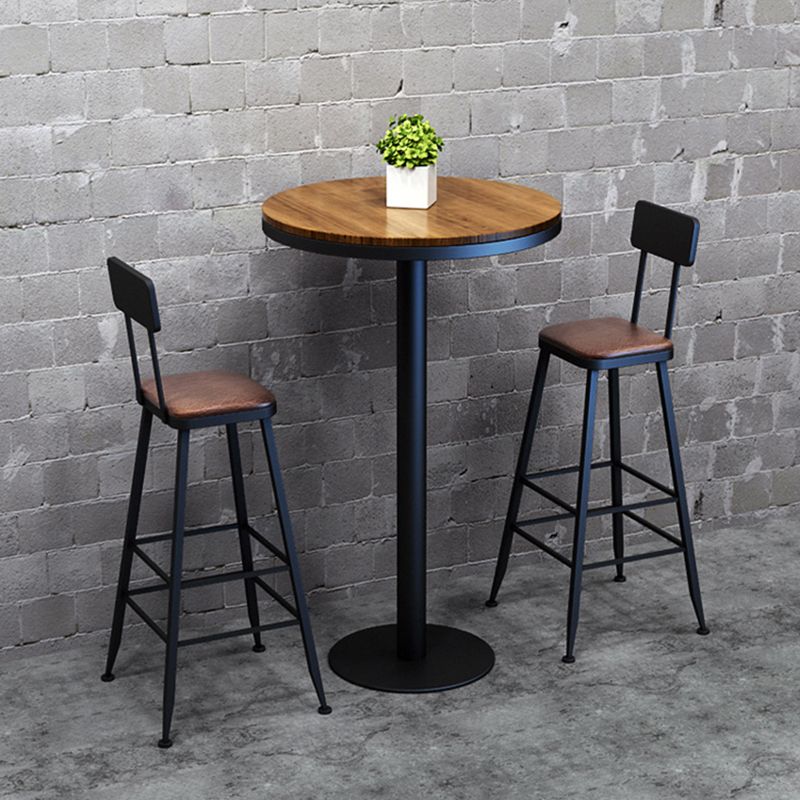 Industrial Leather Bar and Counter Stool Footrest Low Back Counter Stool for Bar