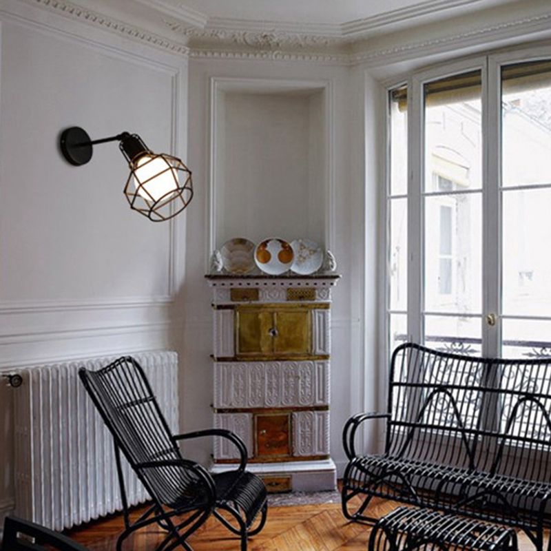 Käfig Wandleuchte industrielle Wandleuchten Metall 1 Leichte Leuchten in Schwarz