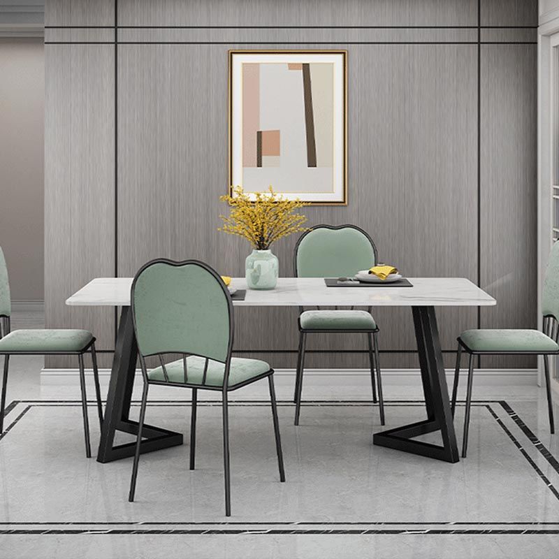 Stone Top Table Modern Rectangle Dining Table with Sled Base