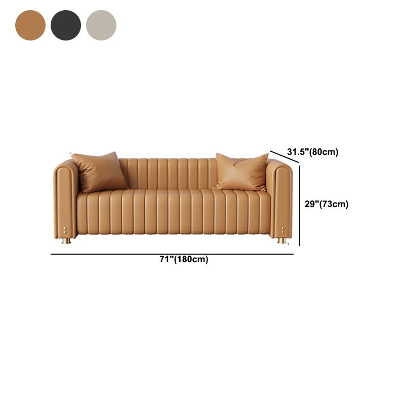 28.74" H Contemporary Faux Leather Tuxedo Arm Sewn Pillow Back Sofa