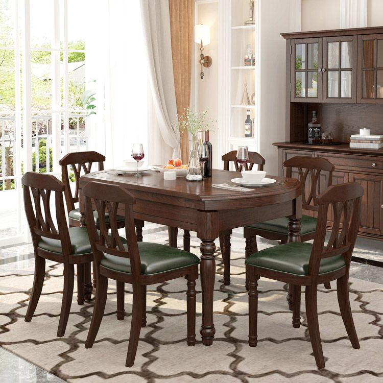 Mid-Century Modern Round Kitchen Dinner Table Solid Wood 4 Legs Dining Table