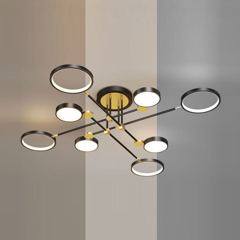 LED POSTERNO LIGHT LIGHT ANILLO NEGRO Y GOLDO SEMI FLUSH LIGHTIVE PARA SALA