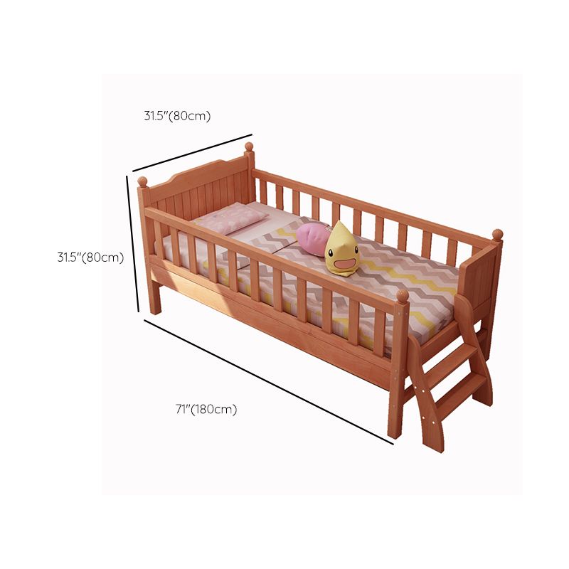 Washed Natural Nursery Crib Solid Wood Contemporary with Guardrail