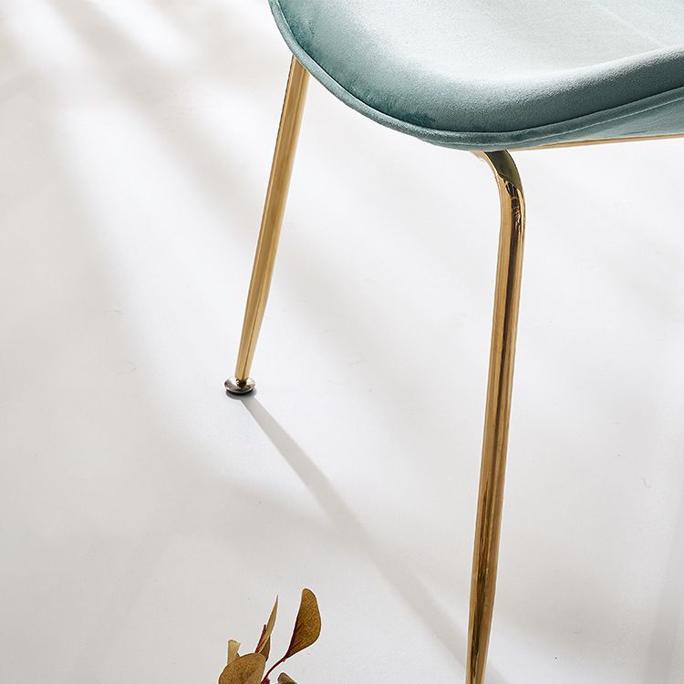 Upholstered Velvet Armless Dining Chairs Solid Back Side Chair with Metal Legs