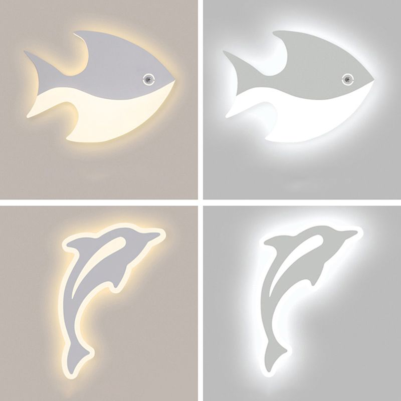 White Shaded Wall Mounted Light Minimalist-Style LED Metal Wall Mounted Lighting