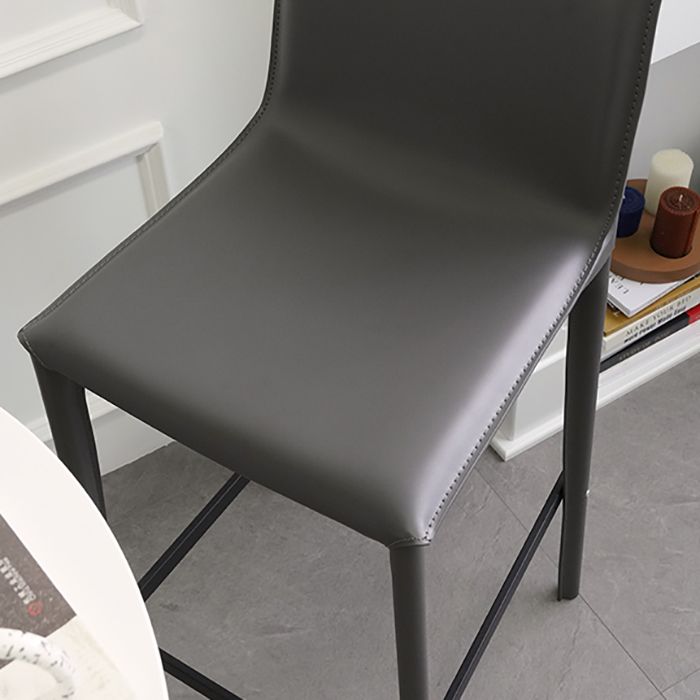 Modern Armless Faux Leather Low Back Bar Stools with Metal Base