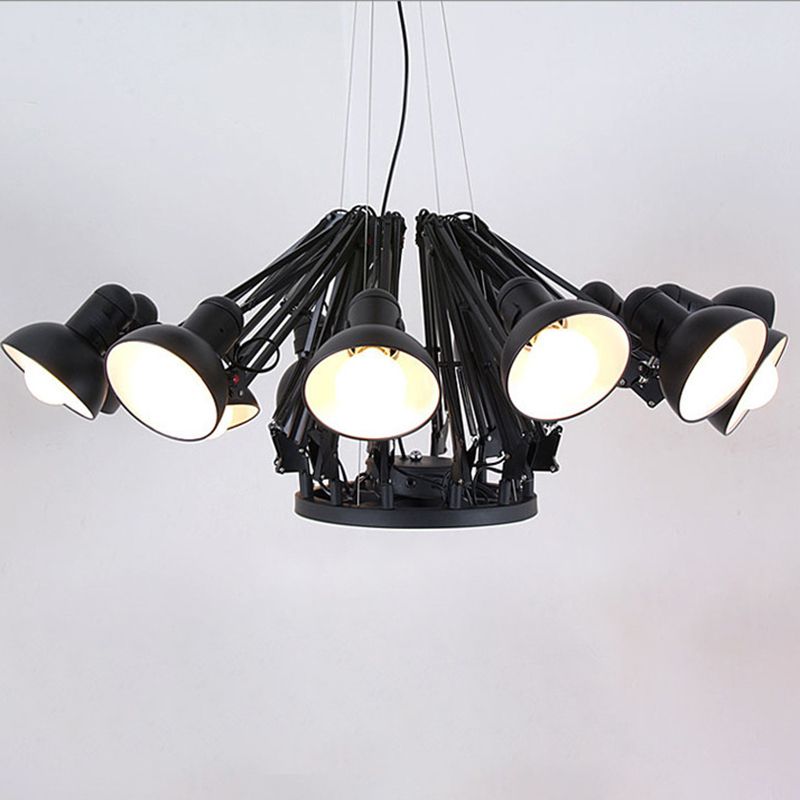 Adjustable Spider Chandelier Postmodern Metal Living Room Hanging Light with Bowl Shade