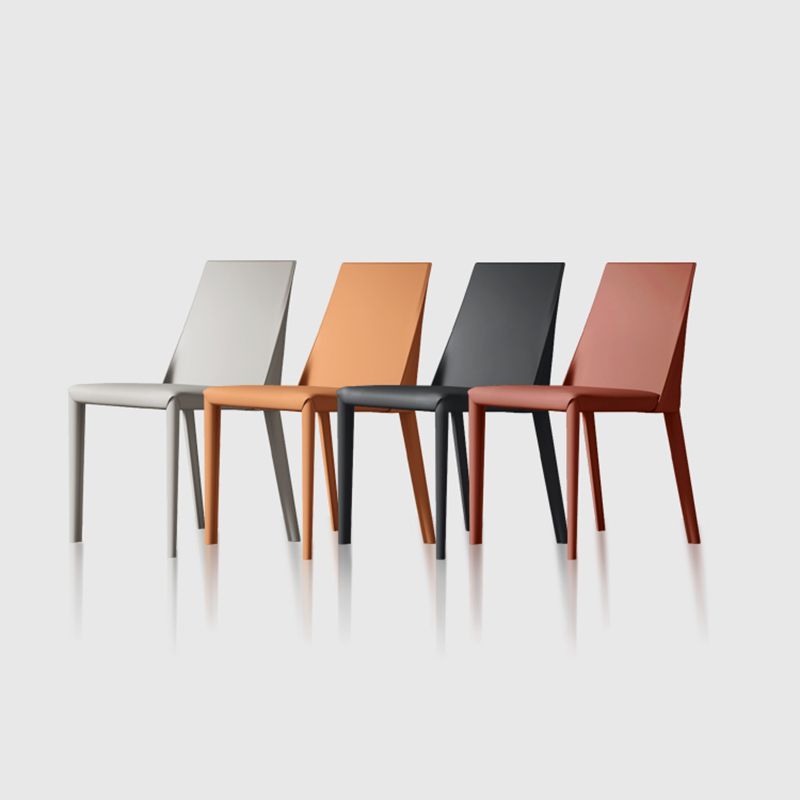 Contemporary Low Back Dining Chairs Faux Leather Armless Side Chair