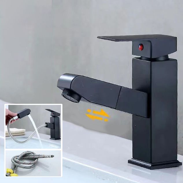 Lever Handle Faucet Contemporary Pull-out Faucet for Bathroom