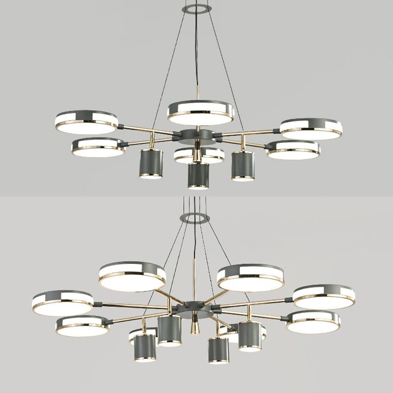 Sputnik LED Chandelier Creative Minimalist Acrylic Grey Hanging Light for Living Room