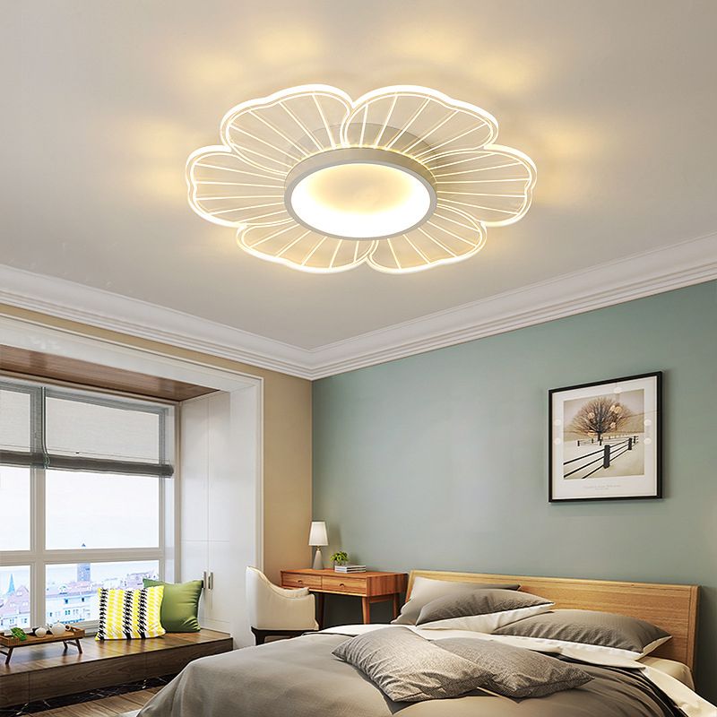 Flower Shape Flush Mount Modern Style Acrylic 1 Lights Led Flush Mount in White